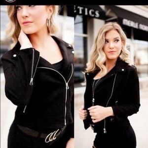 Faux suede moto jacket